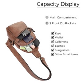 JESSIE & JAMES Jeannie Unisex Multi-Pocket Sling Bag Crossbody Backpack Purse - Taupe