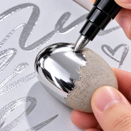 2-Pack Metallic Mirror Marker Pens for DIY Art – Chrome & Gold Permanent Paint Pens for Crafts, Lettering & Creative Projects