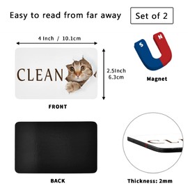 Naanle Funny Animal Cat Dishwasher Magnet Clean Dirty Sign Indicator Reminder Magnetic Plate Fridge Magnets Kitchen Dish Washer Refrigerator Magnet Signs for Kitchen Home Office Decor
