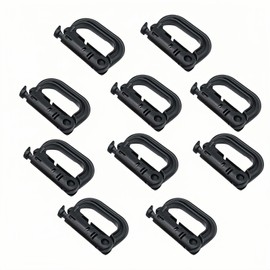 Tactical D-Ring Carabiner for Hiking/Military/EDC - Lightweight Plastic Mountain Carabiner with Quick-Release, MOLLE Compatible, 10-Pack Black