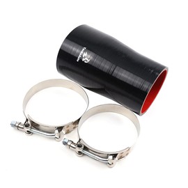 TenKe - Acoplador de manguera de silicona con reductor recto de silicona reforzado de 4 capas de alto rendimiento de 6 pulgadas de longitud con abrazadera de tornillo SS T (negro, 3.5 a 3.7 pulgadas)