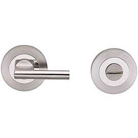 Disabled Thumbturn Handle with Release - with Indicator - Polished/Satin Steel | Locking Thumb Turn and Release Handle - Screwless Rose - for Use with Lever on Rose Door Handles