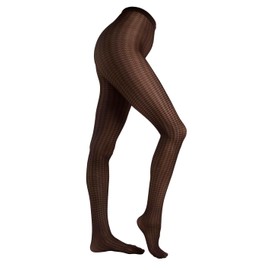 SENTELEGRI Kate Beautiful Semi Opaque Geometric Patterned Tights 30 Denier 3D (UK, Alpha, L, Regular, Regular, Black)