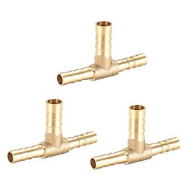 sourcing map Brass Hose Reducer Fitting T 3 Way Barb Plug 6 x 8 x 6 mm Pack of 3
