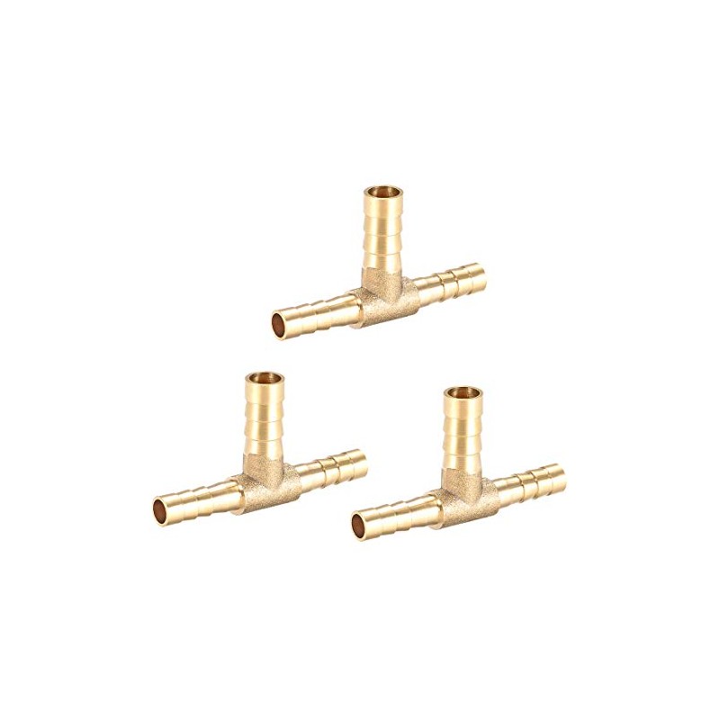 sourcing map Brass Hose Reducer Fitting T 3 Way Barb