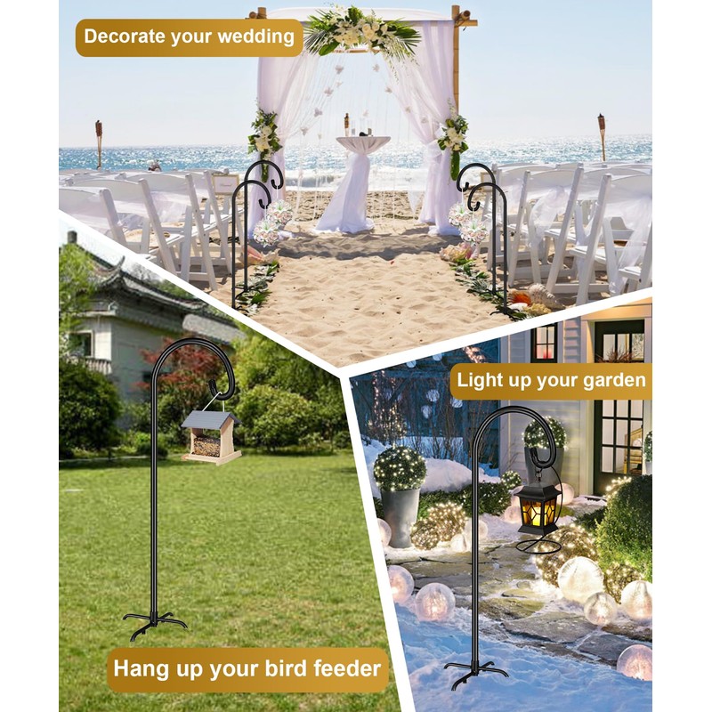 Derkniel Shepherd Hook 60 Inch Tall Heavy-Duty Metal Garden Hanging