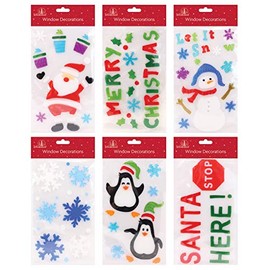 Tallon International Assorted Christmas Window Gel Stickers - Pack of 6