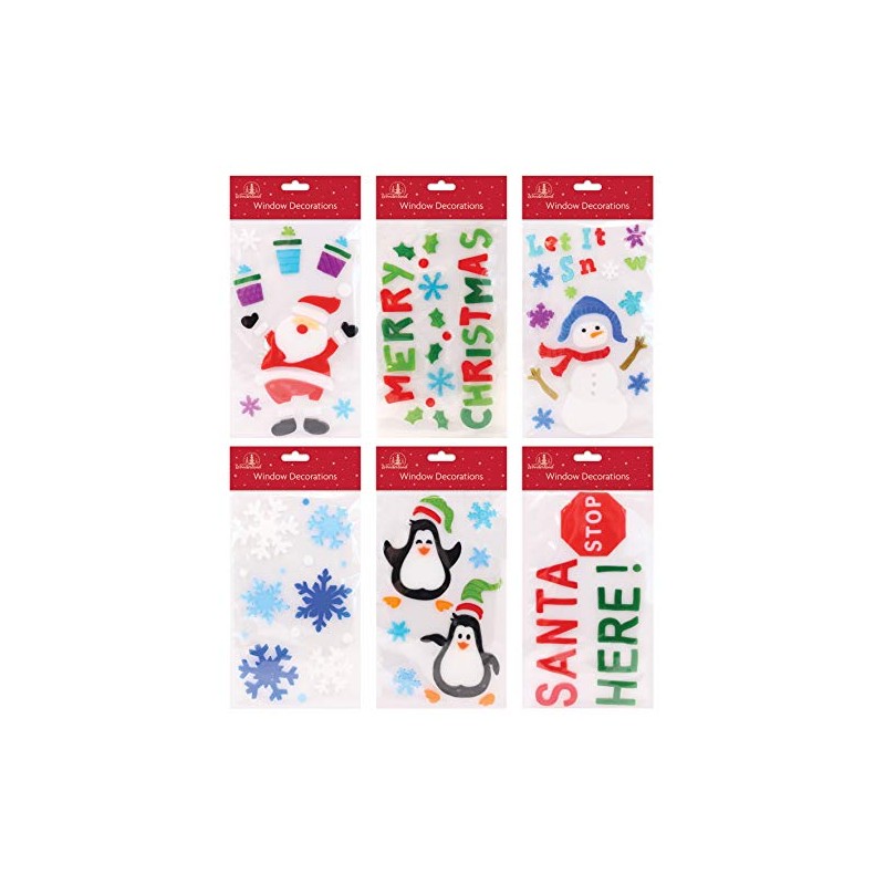 Tallon International Assorted Christmas Window Gel Stickers - Pack of