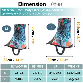 JEELAD Trail Running Gaiters Gaiters for Hiking Running Shoe Hiking Gaiters for Men Women Waterproof Sandproof for Running Hunting Skiing Mountaineering (Blue-L)