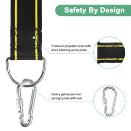 M METERXITY Tree Swing Straps Hanging Kit, 9.8FT Polyester Heavy Swing Rope Holds 2200LBs with Lock Spring Snap Swivel for Swings/Hammocks, Outdoors Strap with Tree Protector [Yellow]