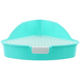 Rabbit Litter Box Corner, Small Rabbit Litter Tray for Cage, Small Animal Triangle Toilet Potty Trainer, Bunny Corner Bedding Litter Box for Guinea Pig, Ferret, Hamster, Chinchilla, Squirrel (Blue)