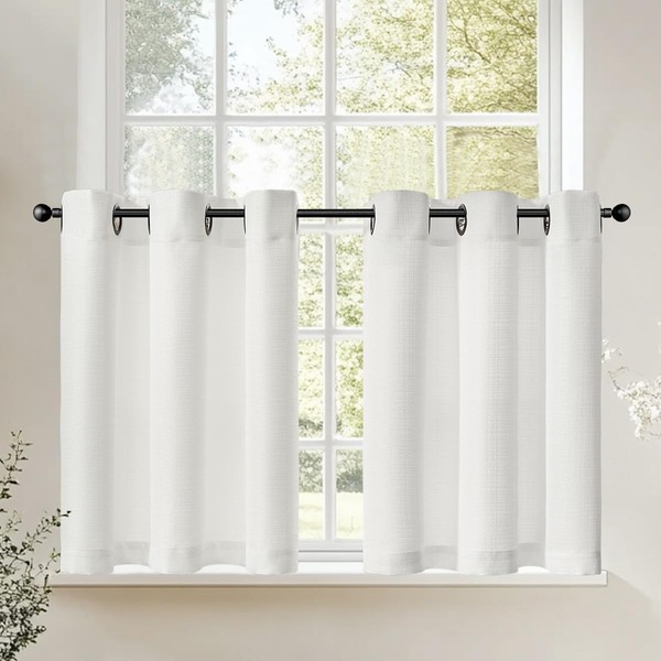 TOPICK Net Curtains Kitchen Set of 2 60 H x