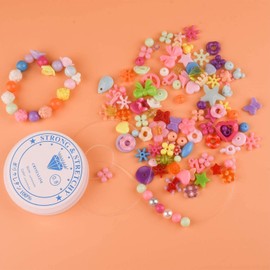 Voarge 6 x Jewellery Thread Elastic Rubber Thread Transparent for Bracelets Transparent Tear-Resistant Thread for Bead Jewellery Bracelets Crafts Beads Thread (0.8 mm), Random Colour