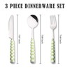 Koythin 3-Piece Cutlery Set, Stainless Steel Flatware Sets with Green