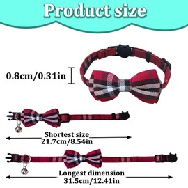 Andiker Cat Collar with Bell, 2PCS Footprint & Reflective Cat Collar with Bell and Breakaway Safety Buckle, 8-13 Inch Adjustable1 Nylon Collar Perfect for Cats in Random Color (Checkered Pattern)