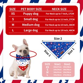 2 Pieces Patriotic Dog Bandanas, Double-Sided Reversible Triangle Scarf, American Flag Stars and Stripes Design, 4th of July and Memorial Day Pet Costume Accessories for Dogs and Cats