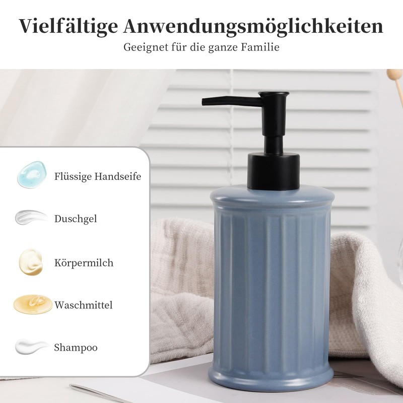 Umlaca Soap Dispenser, Refillable Ceramic Soap Dispenser, 360 ml, Suitable