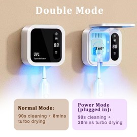 Toothbrush Cleaner, Toothbrush Holder with Light, Toothbrush Holders Portable Brush Cover, Tooth Brush Holder for Bathroom with Dual Mode, Rechargeable Toothbrush Travel Case