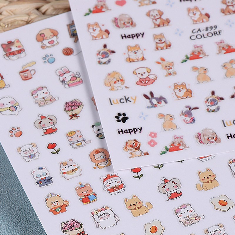 8Sheet Animal Nail Art Stickers Cute Cartoon Cat Dog Nail
