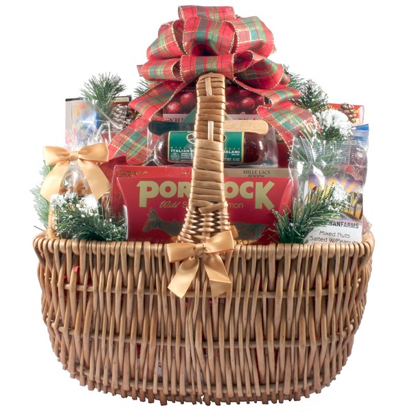 A Cut Above, Holiday Cheese and Sausage Gift Baskets With Gourmet Wisconsin Sausages and Cheeses (XL), 16 Pounds