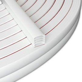 Weather Stripping for Doors/Windows,20 Feet Cuttable Insulation Self-Adhesive Weatherstrip,Collision Avoidance Rubber Weatherproof Doors Seals and Windows Seal Strip.（White）