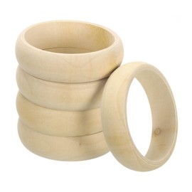 sourcing map 5Pcs 83mm/3.3inch Unfinished Smooth Wooden Rings Natural Wood Color Circle for Crafts Art Project