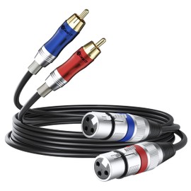 GearIT Dual 2 XLR Female to Dual 2 RCA Male Cable (6.6ft) 2-XLR to 2-RCA Female to Male Plug for Home Theater Mixers Amplifiers Hi-Fi Systems Microphone, 6.6 Feet