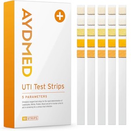 10 x AYDMED 5-in-1 Urinary Tract Infection Test Strips | Urine Test Strips for Self-Diagnosis of Urinary Tract Infections with Full Analysis to Detect Leukocytes, Nitrite, Protein, Blood & pH