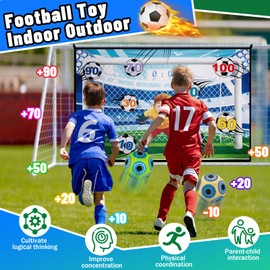 Fußball Spielset für Kinder 3 4 5 6 7 8, Fusball Spielzeug für Garten Indoor Outdoor, Fußball mit Klettbällen Spielzeug, Weich Fußball-Spielmatte, Fussball Geburtstag Geschenke für Jungen Mädchen