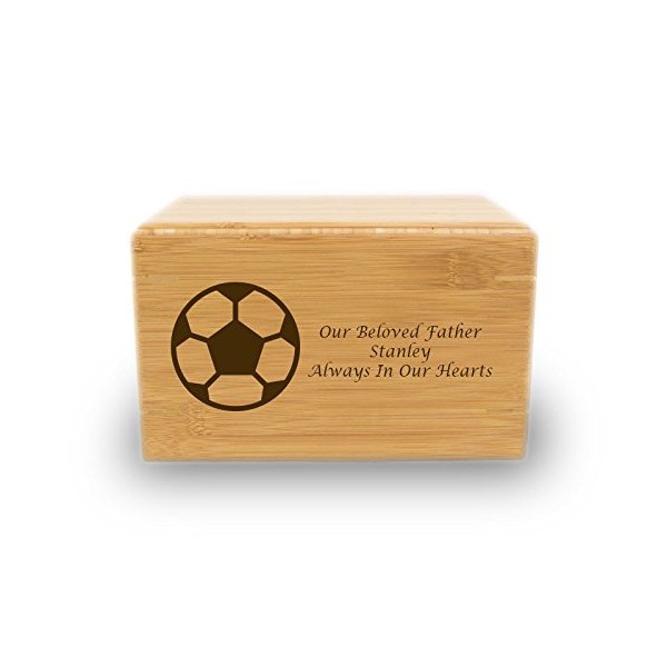 Soccer Ball Bamboo Sport Memorial Box - Large - Holds