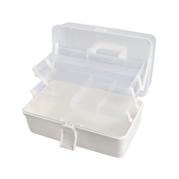 Facikono Craft Art Box Tackle Box Organizers, 3 Layer White