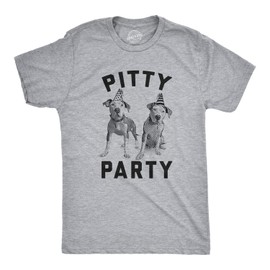 Mens Pitty Party T Shirt Cute Pitbull Dog Tee Gift for Pet Owner Mens Funny T Shirts Funny Dog T Shirt Novelty Tees for Men Light Grey L