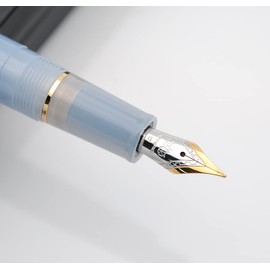 JINHAO 82 Celluloid Fountain Pen Acrylic Ink Pen with Ink Converter (Fine Nib, Gold Clip-Transparent Grayish Blue)