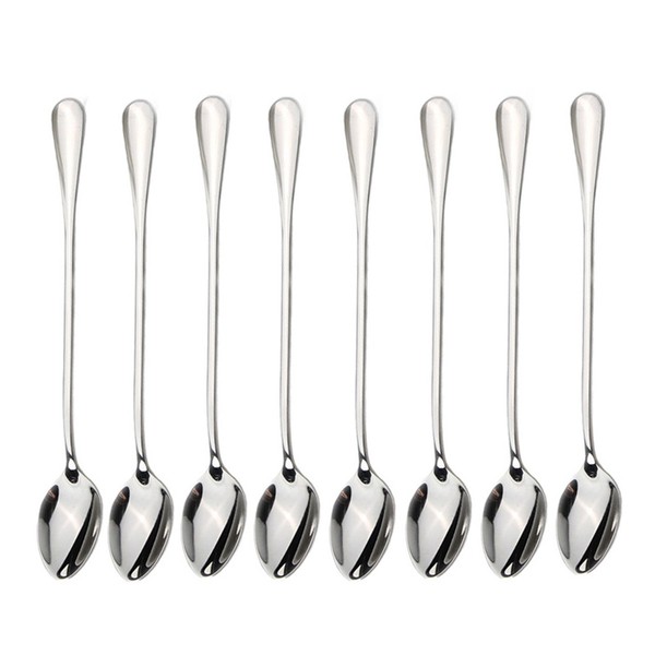 dhrbsx Long-Handled ice Tea Spoon, Cocktail stir Spoons, Stainless Steel Coffee Spoons, ice Cream Scoop Set of 8