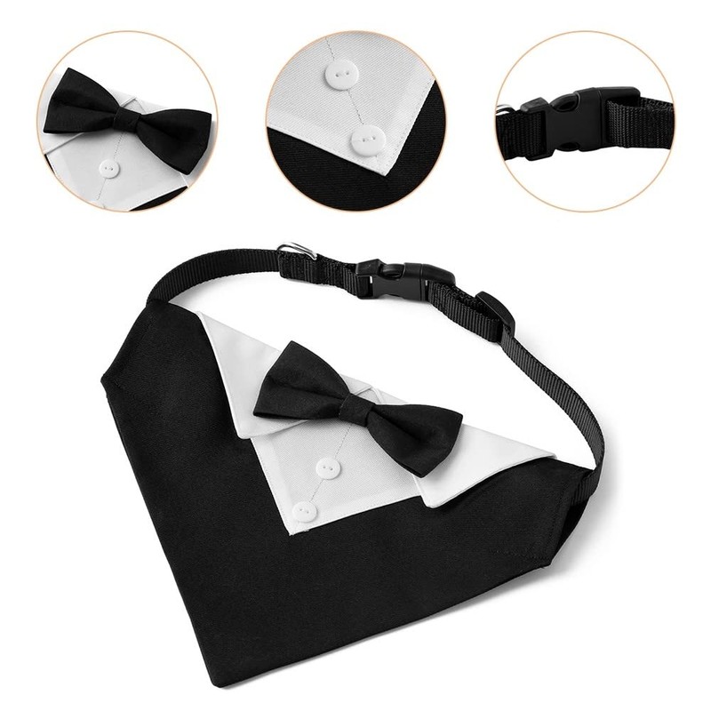 Dog Tuxedo Bandana, Dogs Wedding Party Suit Adjustable Dog Bowtie
