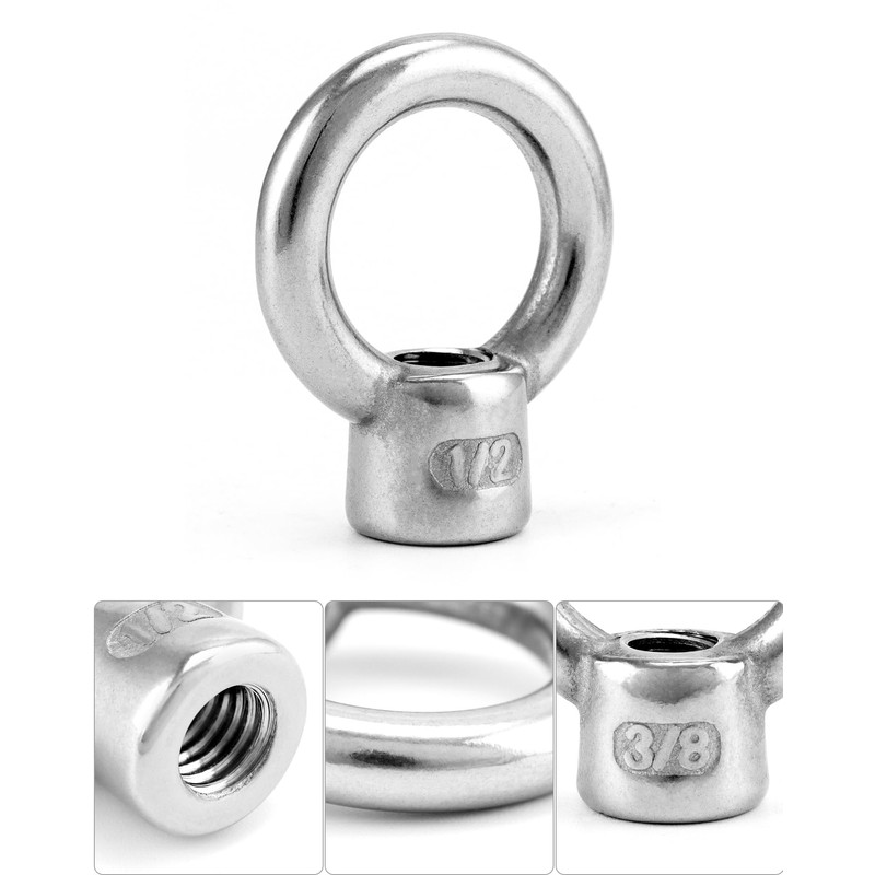 QWORK Lifting Eye Nut, 4 Pack, 1/2" UNC Marine Grade
