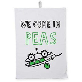 Hippowarehouse We Come In Peas Alien Pea Pod Tea Towel Eco Printed Dish Cloth Kitchen accessory 50cmx70cm 100% Cotton