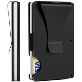 FIRDIKT Carbon Fiber Minimalist Wallet for Men Credit Card Holder Money Clip & Cash Strap Slim RFID Mens Wallets