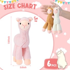 Zomiboo 6 Pcs Mini Llama Stuffed Animals 7.87 Inches Alpaca Animal Stuffed Dolls Keychain Cute Tiny Llama Plush Stuffed Toys for Boys