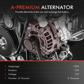 A-Premium Alternator Compatible with Jaguar S-Type 2000 2001 2002 2003 2004 3.0L, 12V 120A 6-Groove Pulley Clockwise, Replace# XR8310300BC, XR842452