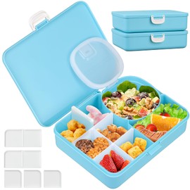 JOOPETALK 2 Pack Kids Lunch Box with Leak Proof Snack Container, 8 Compartments with Detachable Dividers, BPA-Free & Dishwasher Safe Bento Box for School Travel, Blue