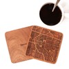 Denver Map Coaster, Set of 4, Sapele Wooden Coaster with