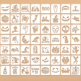 56Pcs Halloween Stencils for Painting, Spooky Stencils 3×3 Inch
