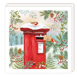Tracks Publishing Charity Christmas Cards - Festive Foliage and Robins Posting Letters - Eco-Friendly - Pack of 5 Cards