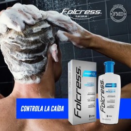 Folcress Xpert Shampoo anticaída hombre - Sin sulfatos ni parabenos, shampoo folcress para caída de cabello, uso diario, cabello visiblemente grueso -