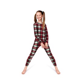 Rocky Thermal Underwear Kids Girls Thermal Underwear Set Long Johns kid Thermals Kid Base Layer kids thermals top bottom set, White Plaid, Large, Standard-185 GSM, THERMALS SET