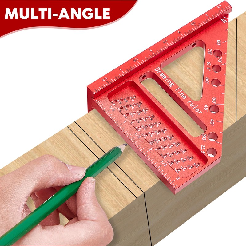 3D Multi-Angle Carpenter Hole Scribing Ruler, Aluminum Alloy Multi Angle