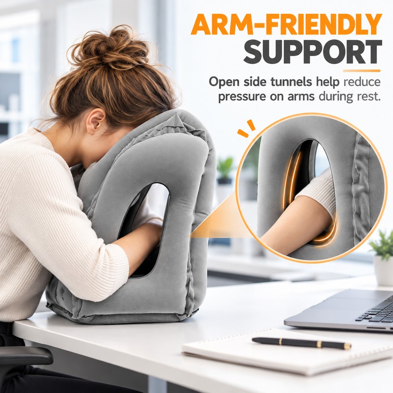 Inflatable Travel Pillow for Airplanes – Forward Leaning Head &