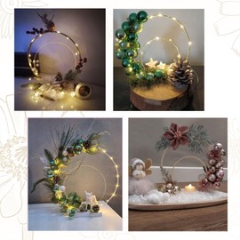 Metal Ring Centerpieces, Set of 6 Metal Floral Hoop Centrepiece, Decorative Ring with Wooden Stand, Floral Hoops for DIY Wedding Craft Party Home Table Decoration