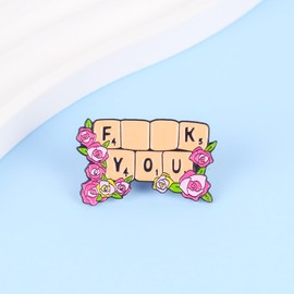 Funny Rude Humor Enamel Pin, F word Sarcasm Brooch Pin, Hilarious Gift For Sassy Girl Women, Dark Humor Lapel Badge, Sarcastic Quote Brooches, Snarky Decorative Floral Jewelry Accessories For Bag Jacket Hat